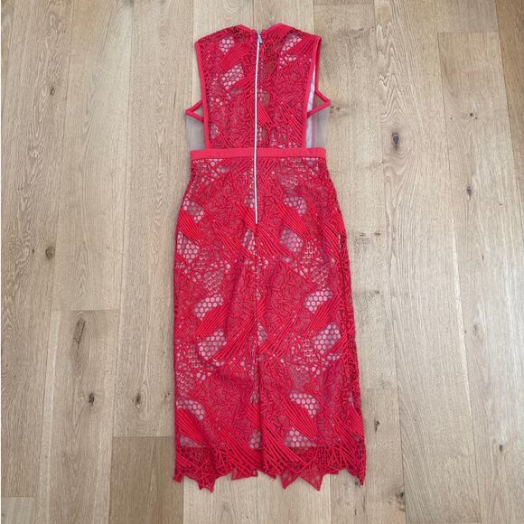 Manning Cartell Lace Midi Dress Gallery Views Size L Red Nude - Picture 4 of 5
